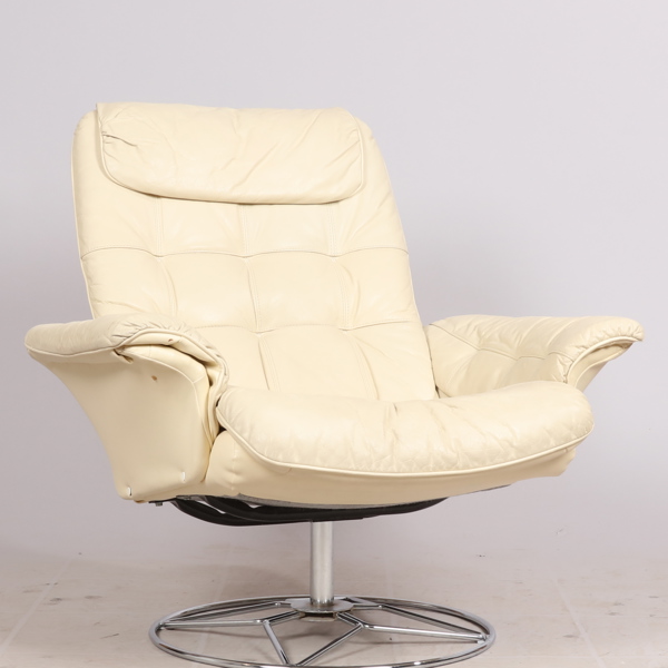 SNURRFÅTÖLJ, skinn, 1970-tal