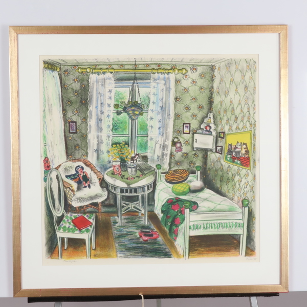 EVY LÅÅS, "1923-1999), färglitografi