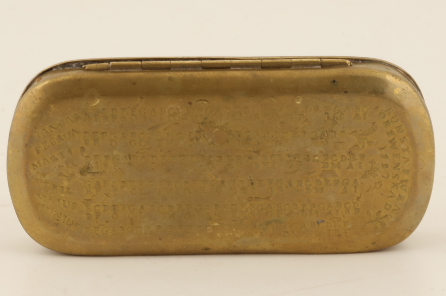 ALMANACKSDOSA, 1800-tal, mässing