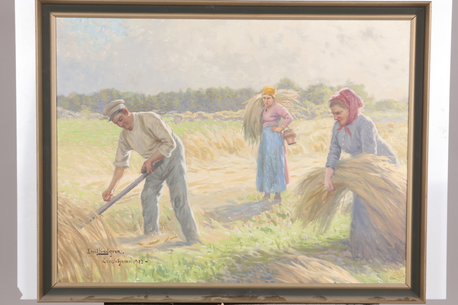 EMIL LINDGREN (1866-1940), Skördescen