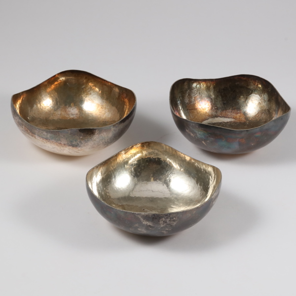 JAN LUNDGREN, skålar, 3 st, sterlingsilver