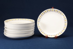 Stig Lindberg & Bibi Breger, mattallrikar, 16 st, "Lotus Gul", diam 23 cm