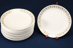 Stig Lindberg & Bibi Breger, mattallrikar, 16 st, "Lotus Gul", diam 23 cm