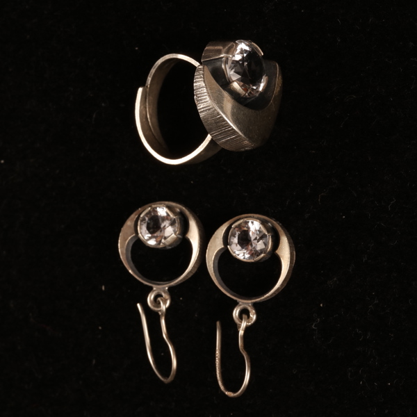 KARL LAINE, örhängen, 1 par, ring, silver
