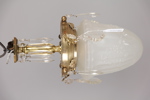 Takarmatur, tidigt 1900-tal, stomme i mässing, kupa i frostat glas, hö 37 cm