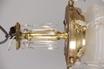 Takarmatur, tidigt 1900-tal, stomme i mässing, kupa i frostat glas, hö 37 cm