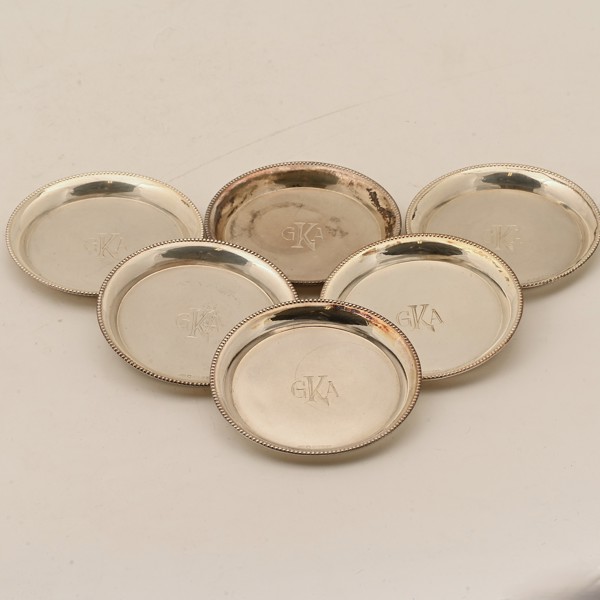 GLAS-/FLASKUNDERLÄGG, 6 st, silver