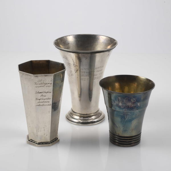 BÄGARE, 3 st, silver, 1900-tal