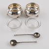 SALTKAR, ett par, silver, inkl skedar,1900-tal