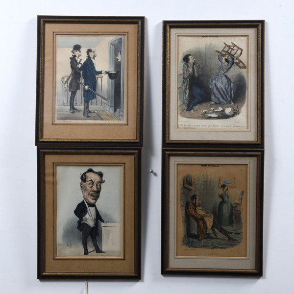 HONORÉ DAUMIER (1808-1879), efter, 4 st