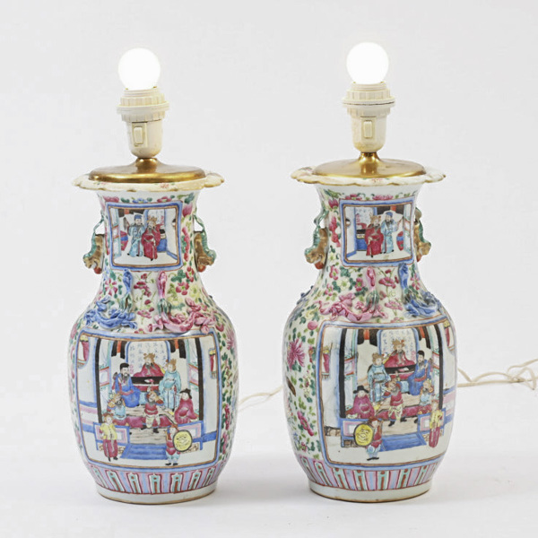BORDSLAMPOR, ett par, Kina, porslin