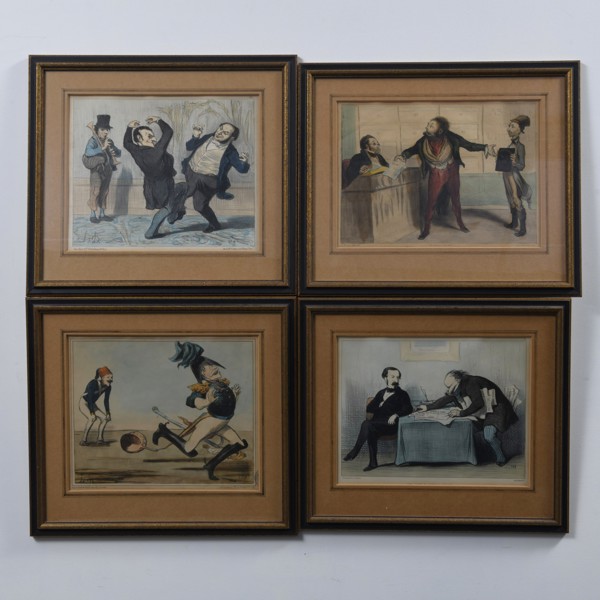 HONORÉ DAUMIER (1808-1879), efter, 4 st