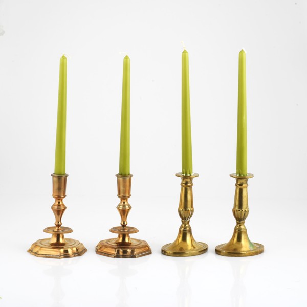 LJUSSTAKAR, två par, mässing/malm