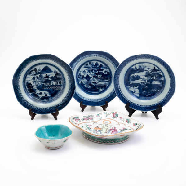 TALLRIKAR, 3 st, SKÅLAR, 2 st, porslin, Kina