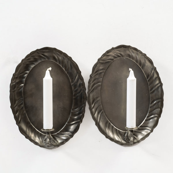 LJUSPLÅTAR, 1 par, tenn, 1900-tal