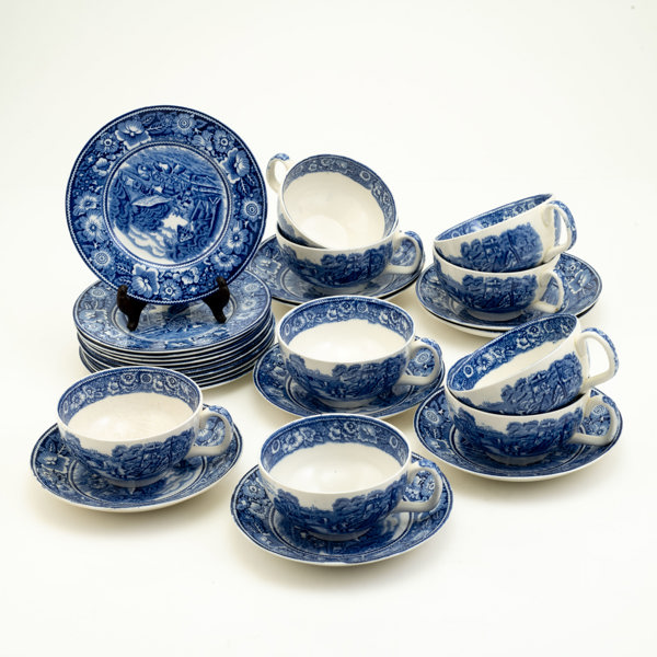 TESERVIS, 19 delar, England, flintgods