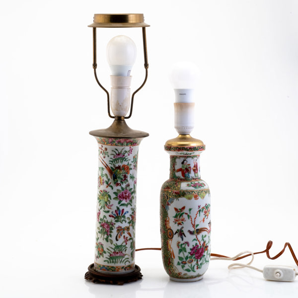 BORDSLAMPOR, 2 st, Kina, porslin, Kanton