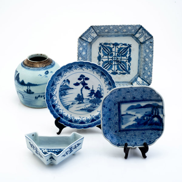 PORSLIN, 5 delar, Kina, porslin, 18/1900-tal