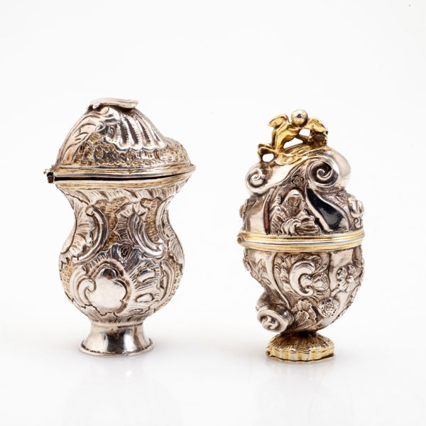 LUKTDOSOR, 2 st, silver, Rokoko, 1700-tal