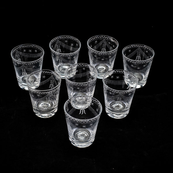 SELTERGLAS, 8 st,1900-tal, handblåsta