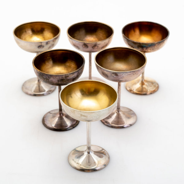 DESSERTSKÅLAR, 6 st, silver