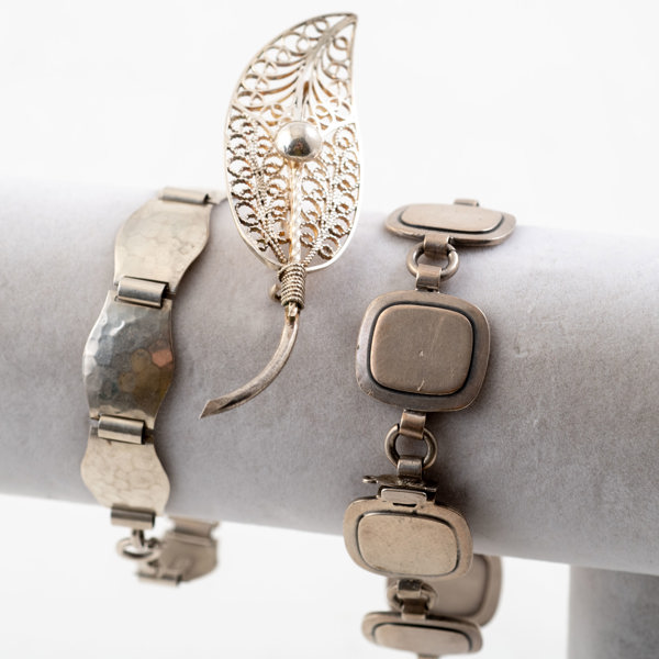 BROSCH OCH ARMBAND, 2 st, silver