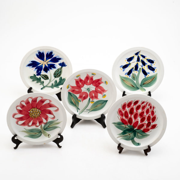 STIG LINDBERG, assietter, 5 st