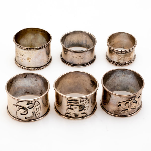 SERVETTRINGAR, 6 st, silver