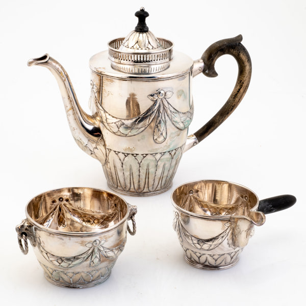 JOHANNES SIGGAARD, kaffeservis, silver