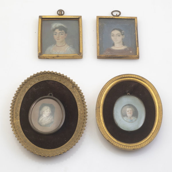 MINIATYRPRTRÄTT, 4 st, 17/1800-tal