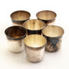 SUPKOPPAR, 6 ST, silver, samt bägare Sterling silver