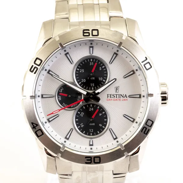 FESTINA, armbandsur, Day-Date 24H, stål