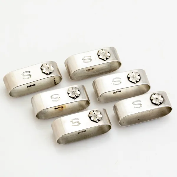 SERVETTRINGAR, 6 st, silver