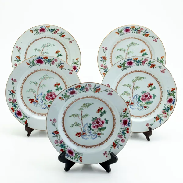 TALLRIKAR, 5 st, Kina, porslin, 1700-tal