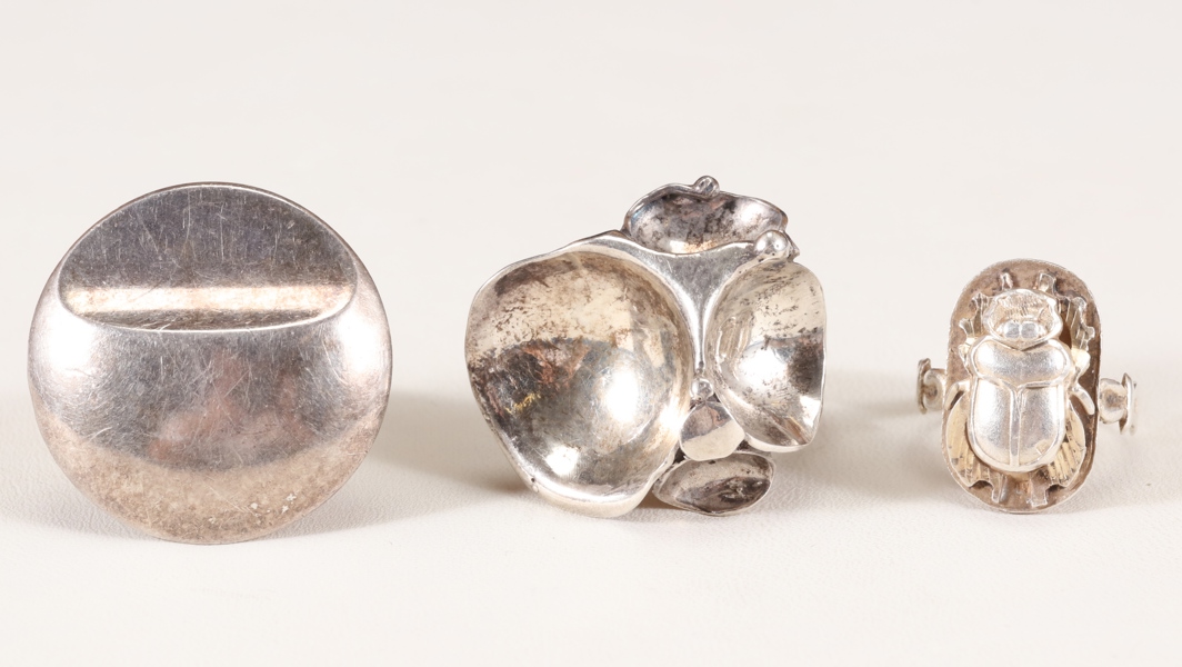 RINGAR, 3 ST, Sterlingsilver, 1970-tal