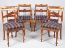Karmstolar, 1 par, samt stolar, 4 st, 1800-talets mitt, Senempire, mahogny