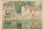 Stina Forsell (1906-1970), motiv från Moret Sur Loing, signerad 1950, olja på pannå
