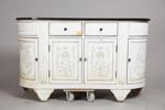 Sideboard, 19/2000-tal, vitmålad med skiva av svart sten, höjd 82, 138 x 46 cm