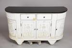 Sideboard, 19/2000-tal, vitmålad med skiva av svart sten, höjd 82, 138 x 46 cm