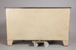 Sideboard, 19/2000-tal, vitmålad med skiva av svart sten, höjd 82, 138 x 46 cm