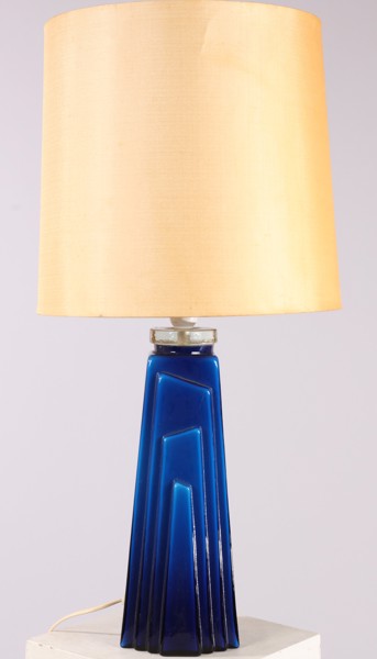 BORDSLAMPA, 1960-tal, blått glas