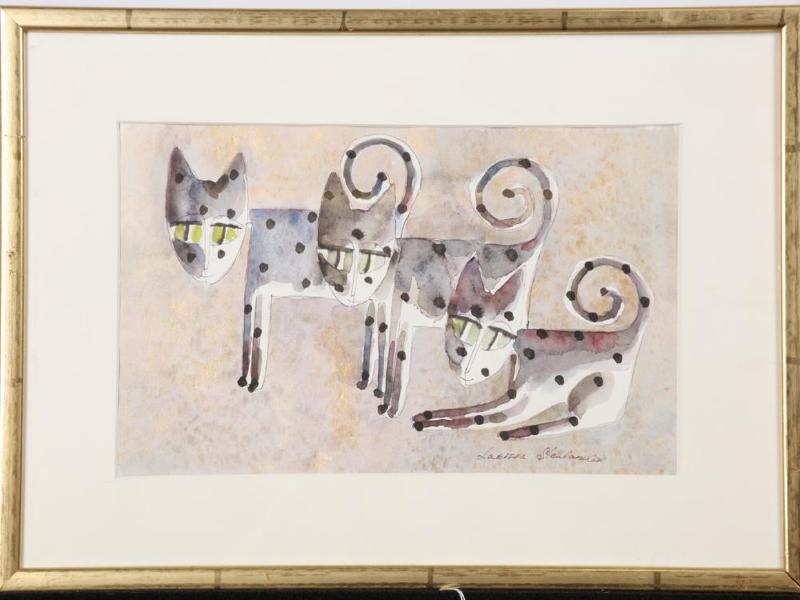 Larissa Stenlander (född 1960), katter, signerad, akvarell, bildmått 19 x 31 cm_594a_8daf8a209d45134_lg.jpeg