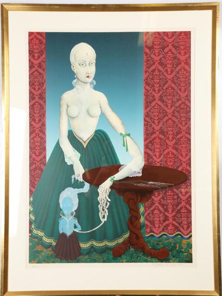 Bert-Johnny Nilsson (1934-2004), surrealistisk kvinnofigur, signerad -73, numrerad 78/150, färglitografi, bildmått 78 x 55 cm_599a_8daf8a233b8bd6e_lg.jpeg