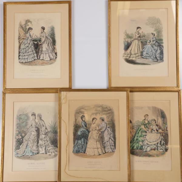 Modeplanscher, 5 st, 1800-talets slut, 3 st La Mode Illustrée samt 2 st La Moda Elegante Illustrada, litografier, bildmått ca 28 x 22 cm_602a_8daf8a238603625_lg.jpeg