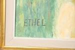 Oidentifierad konstnär, sommarlandskap med gårdar och åkrar, signerad Ethel, olja på duk, bildmått 73 x 96