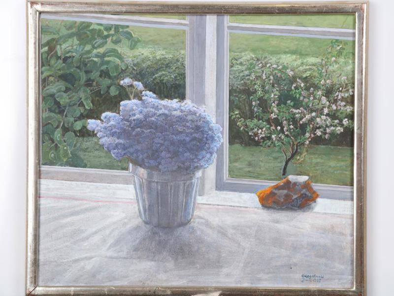 Olof Norell, samtida, utsikt från ett fönster, signerad juni 1985, olja på pannå, bildmått 40 x 46 cm_644a_8daf8a27456ef6a_lg.jpeg