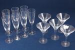 Bertil Vallien (f 1938), champagneglas 7 st, cocktailglas 5 st, "Chateau", Kosta Boda