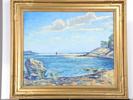 A.Witzmann (1900-tal), kustbild från Nynäshamn, signerad, olja på pannå, bildmått 50 x 60 cm