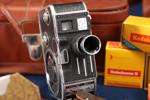Lådkamera, Zeiss Ikon Tengoflex, filmkamera, Paillard-Bolex, objektiv, filmrullar, ljusmätare, i väska