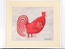 Harald Garmland (1904-1985), röd höna, fritt efter polsk textil, signerad, akvarell, bildmått 37 x 45 cm